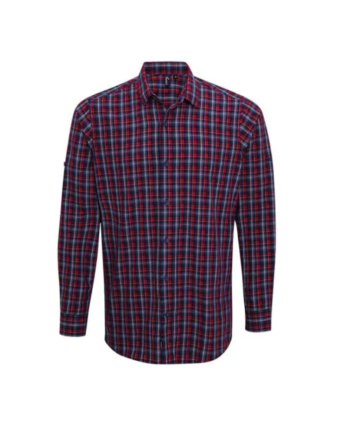  'SIDEHILL' CHECK - MEN'S LONG SLEEVE COTTON SHIRT - Premier Navy Red