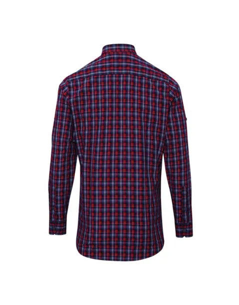  'SIDEHILL' CHECK - MEN'S LONG SLEEVE COTTON SHIRT - Premier Navy Red