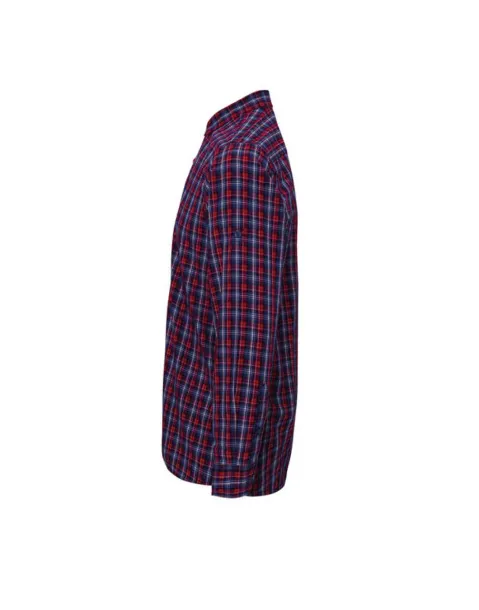  'SIDEHILL' CHECK - MEN'S LONG SLEEVE COTTON SHIRT - Premier Navy Red