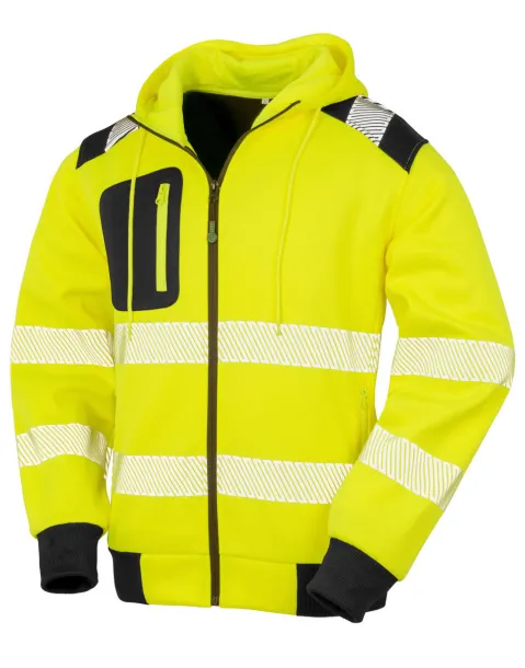  Recycled Robust Zipped Safety Hoody - Result Genuine Recycled Fluorescent Yellow