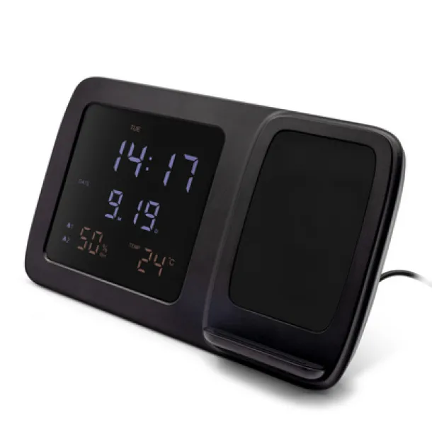 Isha Wireless charger 5W-15W Exclusive Collection, multifunctional digital clock Crna