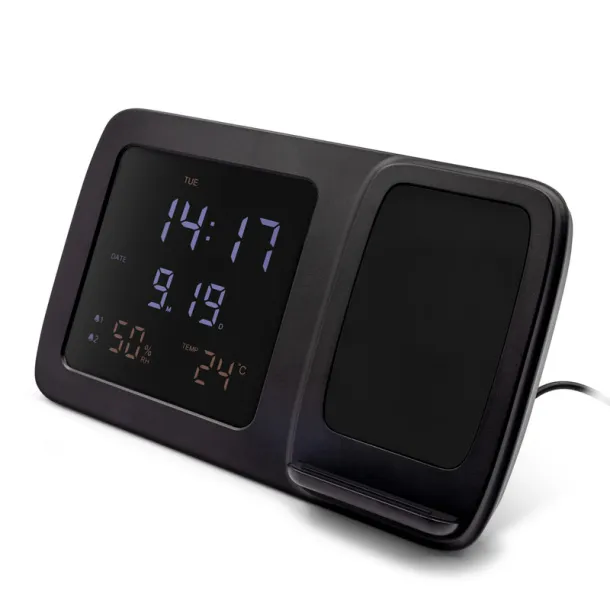 Isha Wireless charger 5W-15W Exclusive Collection, multifunctional digital clock black