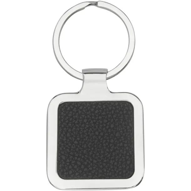 Piero laserable PU leather squared keychain - Unbranded Solid black