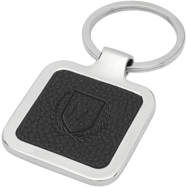 Piero laserable PU leather squared keychain - Unbranded Solid black