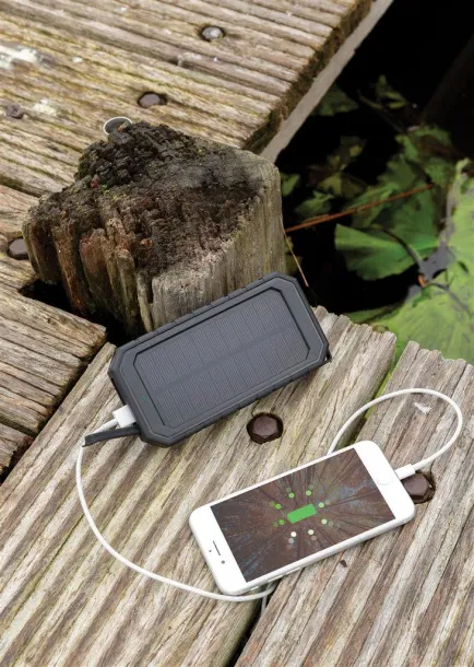  Bežična solarna prijenosna baterija od RCS reciklirane plastike - 10 W, 10 000 mah - XD Collection Crna