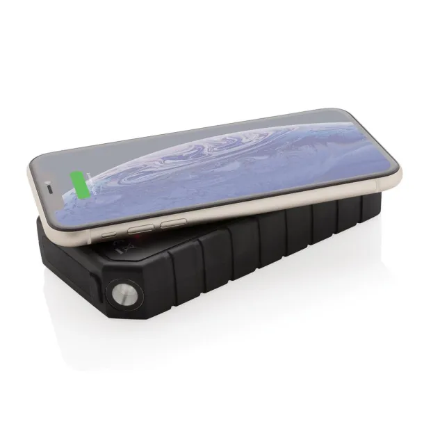  Bežična solarna prijenosna baterija od RCS reciklirane plastike - 10 W, 10 000 mah - XD Collection Crna