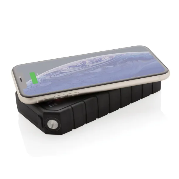  Bežična solarna prijenosna baterija od RCS reciklirane plastike - 10 W, 10 000 mah - XD Collection Crna