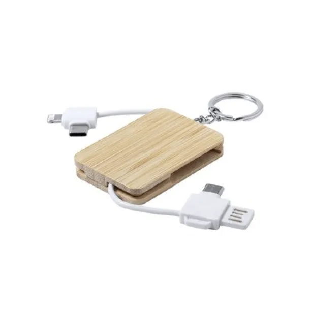  Charging cable, bamboo keyring white