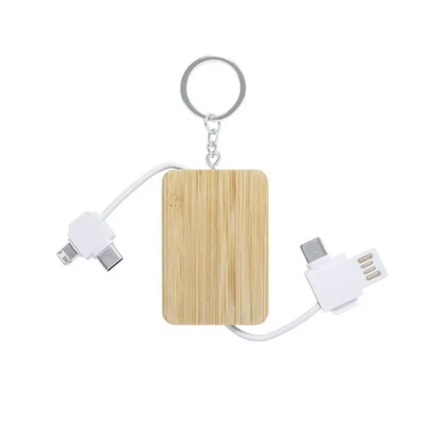  Charging cable, bamboo keyring white