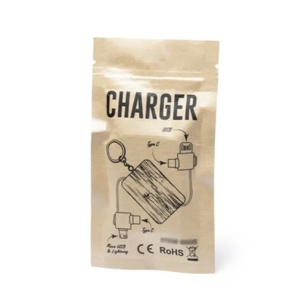  Charging cable, bamboo keyring Bijela