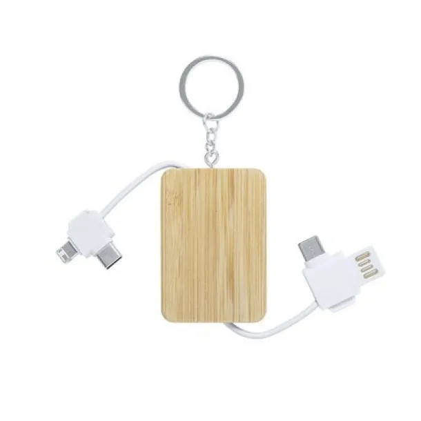  Charging cable, bamboo keyring white