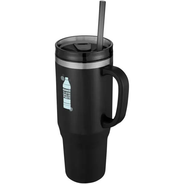 Melbourne 1200 ml RCS certified insulated tumbler with straw Solid black