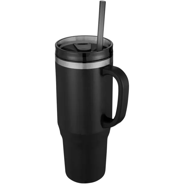 Melbourne 1200 ml RCS certified insulated tumbler with straw Solid black