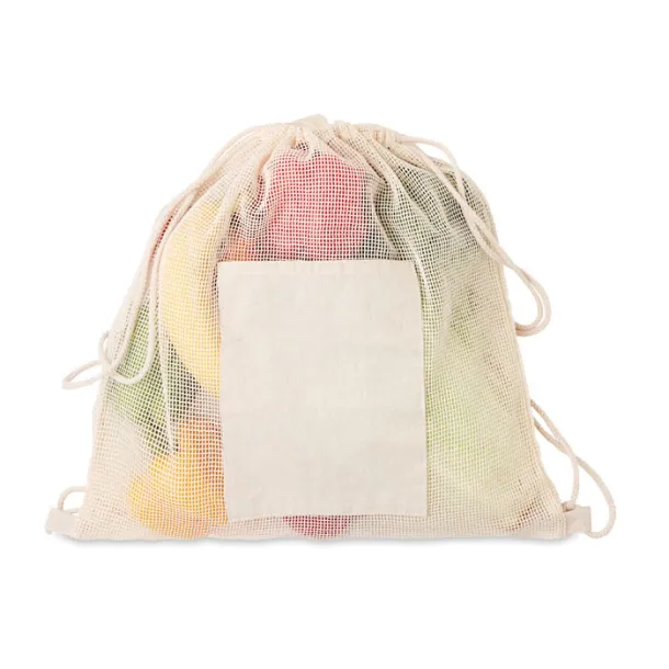 TROU BAG Drawstring cotton mesh bag Beige