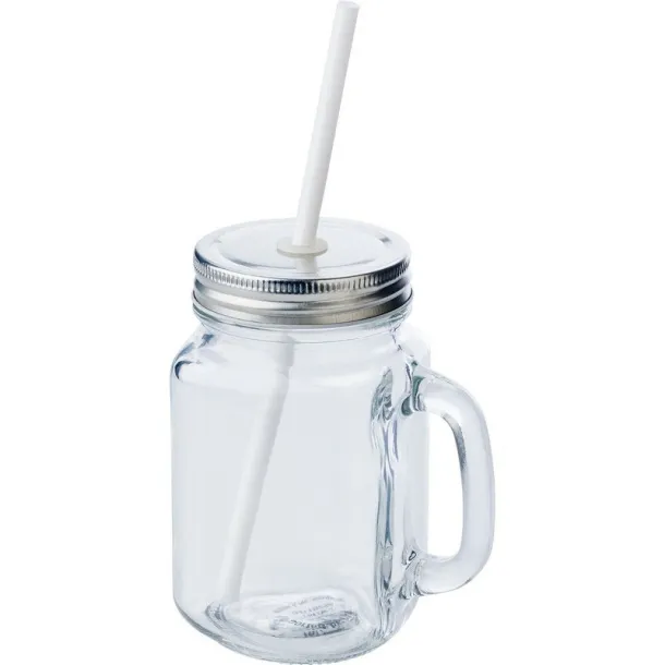  Drinking jar 480 ml with straw neutral