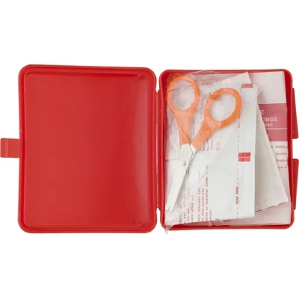  First aid kit in plastic case, 10 pcs red