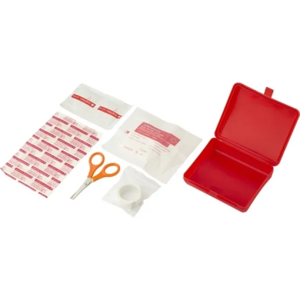  First aid kit in plastic case, 10 pcs red