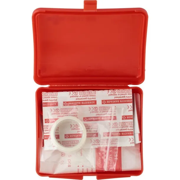  First aid kit in plastic case, 10 pcs Crvena