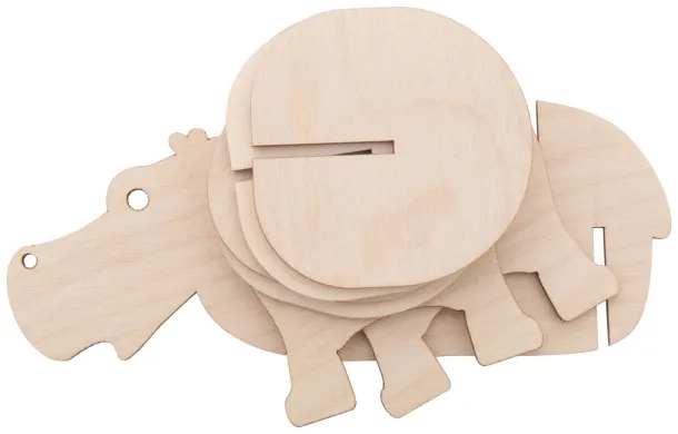 Noah coaster set, hippo Natural