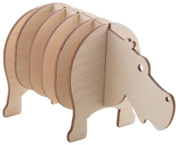 Noah coaster set, hippo Natural