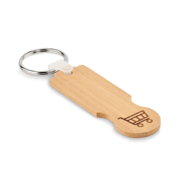 COMPRAS Bamboo euro token key ring Wood