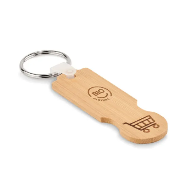 COMPRAS Bamboo euro token key ring Wood