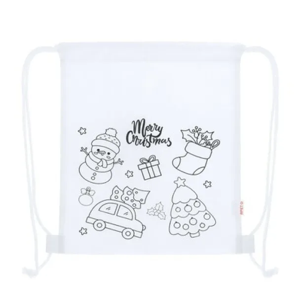  Drawstring bag for colouring, Christmas pattern, crayons Bijela