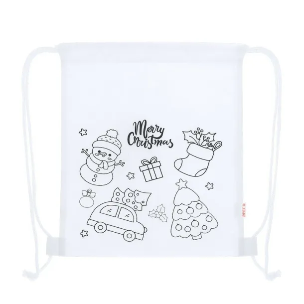  Drawstring bag for colouring, Christmas pattern, crayons white