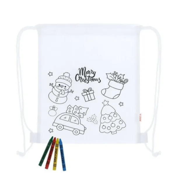  Drawstring bag for colouring, Christmas pattern, crayons Bijela
