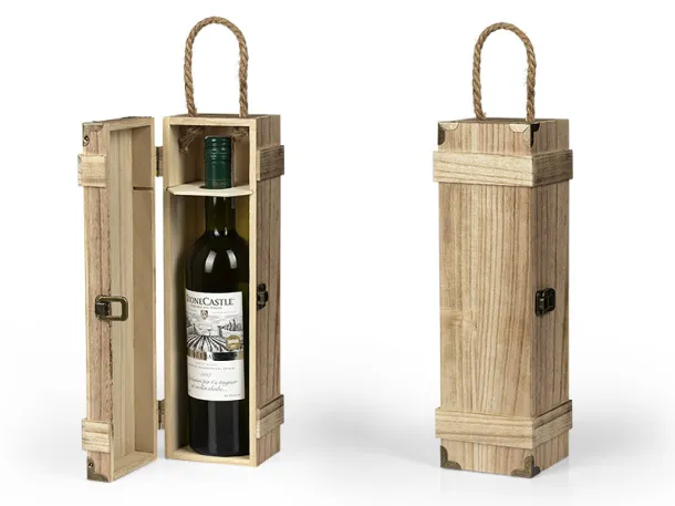 BAROQUE wooden single bottle gift box Cream Bež