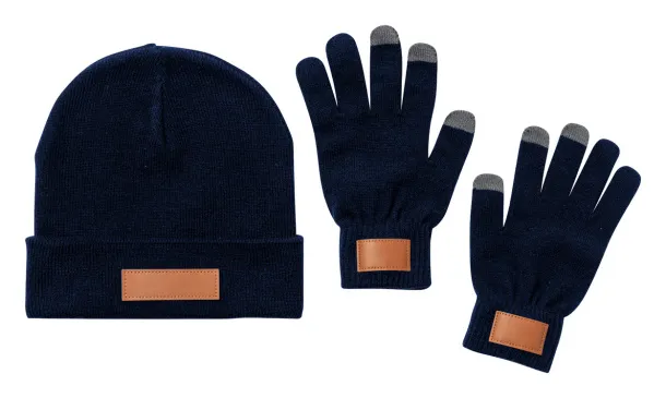 Prasan hat and gloves set Dark blue