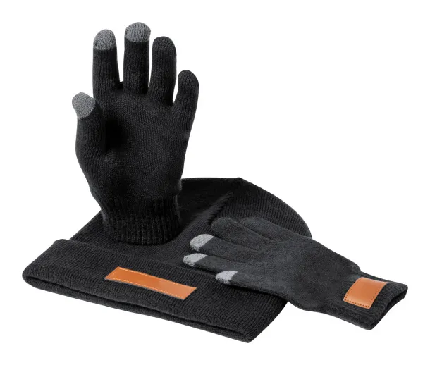 Pashen hat and gloves set Black