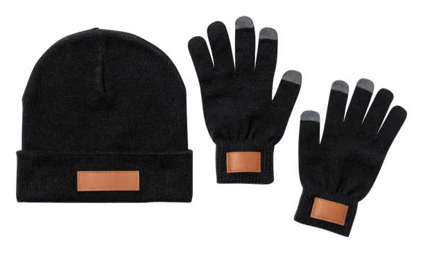 Prasan hat and gloves set Black