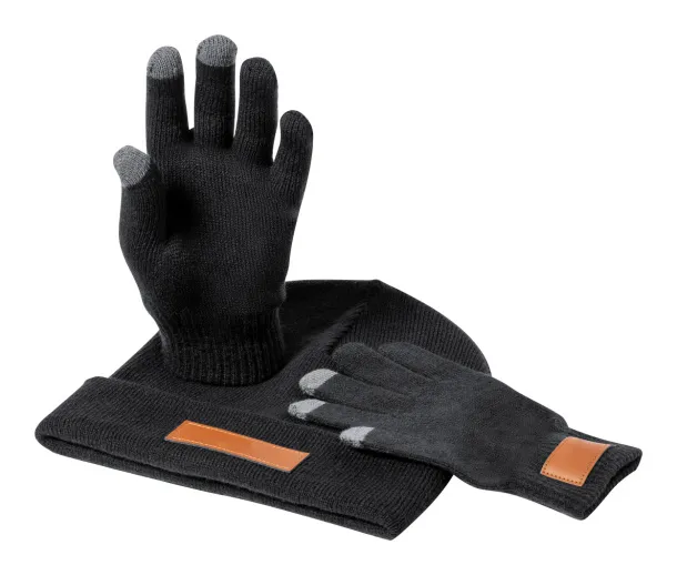 Prasan hat and gloves set Black