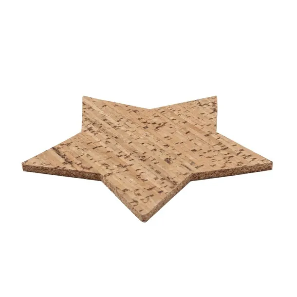  Cork cup coaster set "star", 4 pcs neutral