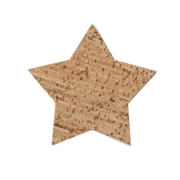  Cork cup coaster set "star", 4 pcs neutral