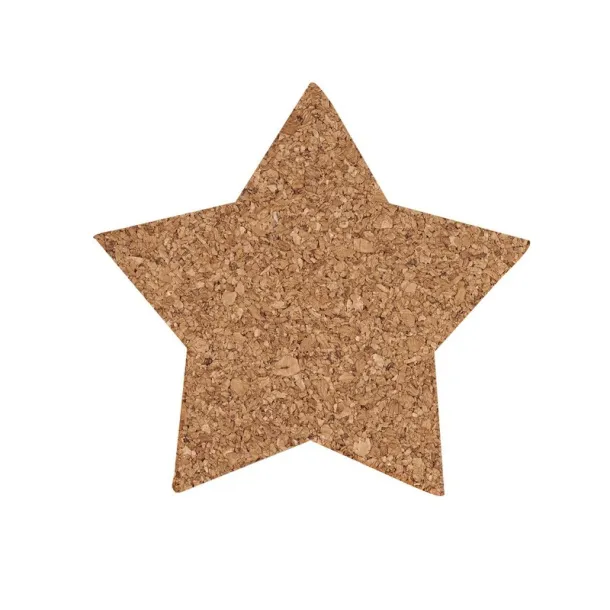  Cork cup coaster set "star", 4 pcs neutral