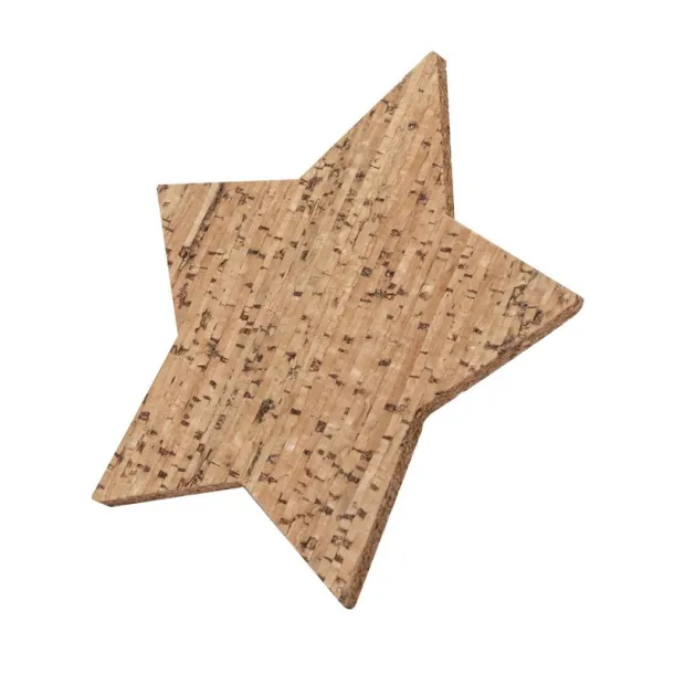  Cork cup coaster set "star", 4 pcs neutral