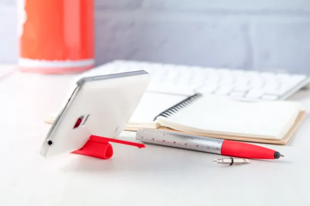 Handy touch ballpoint pen Red Silver