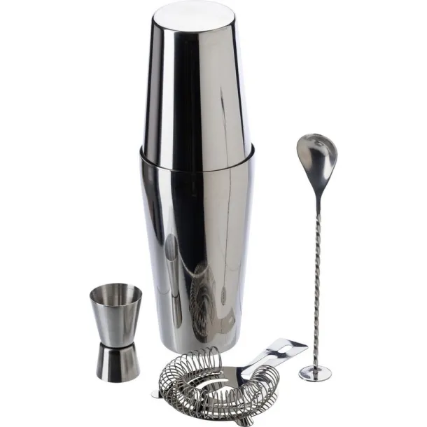  Cocktail set, shaker, 4 pcs silver