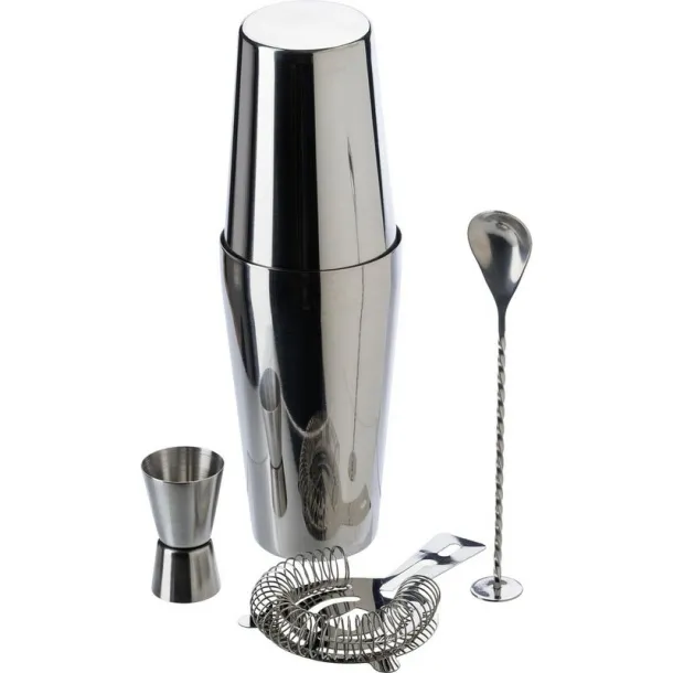  Cocktail set, shaker, 4 pcs Srebrna
