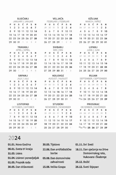  "TRODJELNI STOLNI VERTIKALNI" 12 list., dim: 10x19 cm, stolni kalendar, P/100 Color