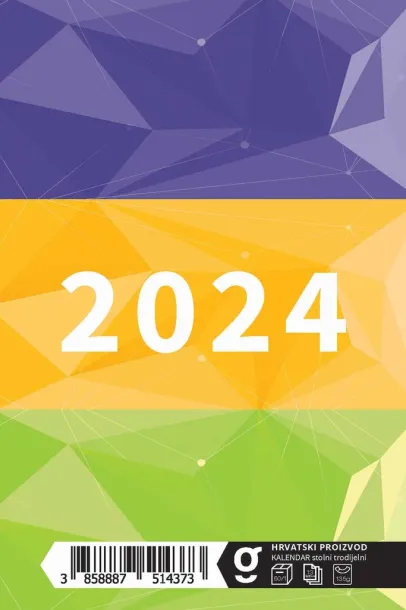  "TRODJELNI STOLNI VERTIKALNI" 12 list., dim: 10x19 cm, stolni kalendar, P/100 Color