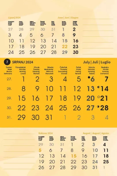  "TRODJELNI STOLNI VERTIKALNI" 12 list., dim: 10x19 cm, stolni kalendar, P/100 Color