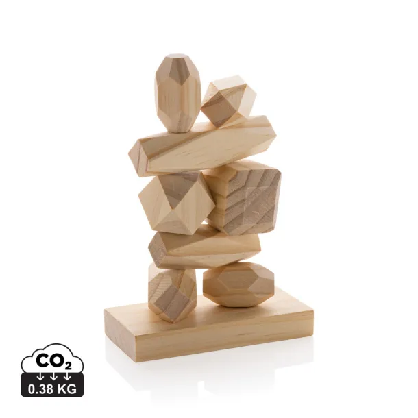  Ukiyo Crios wooden balancing rocks in pouch - Ukiyo brown 