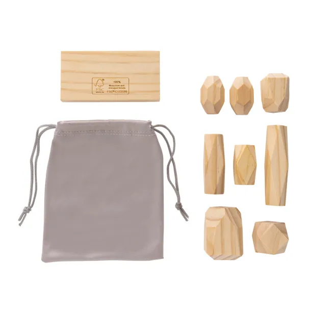  Ukiyo Crios wooden balancing rocks in pouch - Ukiyo brown 