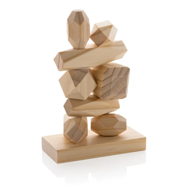  Ukiyo Crios wooden balancing rocks in pouch - Ukiyo brown 