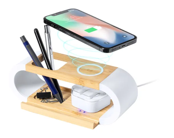 Lonclow wireless charger organiser White Natural