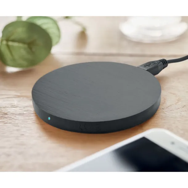 RUNDO Round wireless charger bamboo Black