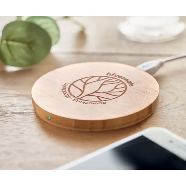 RUNDO Round wireless charger bamboo Wood